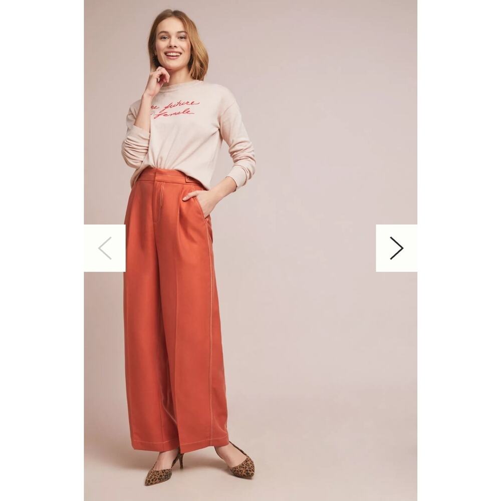 Anthropologie Conclave Trousers Rust Wide Leg Pants New 2